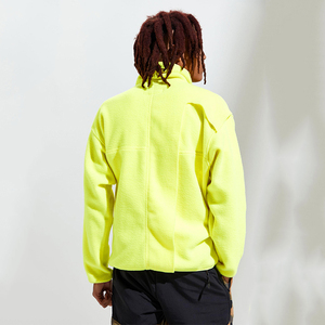 Oem Sweats à capuche boutonnés à col montant Oversize Trending Fluorescent Yellow Drop Shoulder Sherpa Fleece Heavyweight Hoodies - Product Image 3