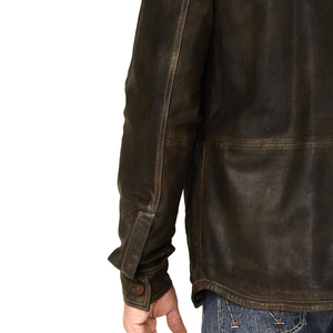 Veste en cuir de fausse fourrure décontractée intelligente pour hommes avec fermeture éclair col rabattu mode d'hiver en toile à vendre - Product Image 5