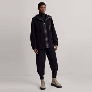 Veste Sherpa noire surdimensionnée à la mode avec poches zippées polaire douce et chaude pour temps froid - Product Image 2