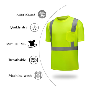 T-shirt de sécurité haute visibilité à séchage rapide avec logo personnalisé en gros Vêtements de sécurité réfléchissants jaune orange pour hommes - Product Image 3