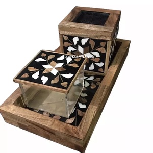 Ensemble Bakhoor en bois et résine fabriqués à la main brûleur d'encens décoratif et boîte de rangement pour Oud pour les cadeaux de parfum de maison religieux - Product Image 1