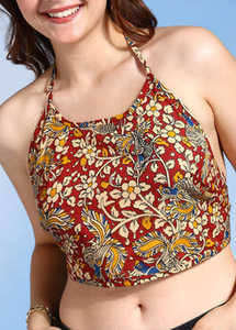 Blusa Premium de Talla Única, Lista para Usar, de Algodón con Estampado Floral Hecho a Mano, Blusa sin Espalda con Cuello Redondo, Cómoda al Mejor Precio - Product Image 5