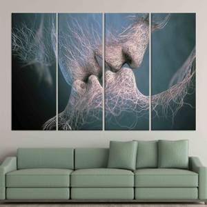 Tableau imprimé sur toile : Art du couple sensuel, design contemporain en verre, LOT DE 4 TOILES - Product Image 1
