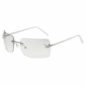New Rimless Metal <b>Frame</b> <b>Sunglasses</b>-Unisex Lightweight UV400 Protection Anti-reflective Minimalist <b>Square</b> Design - Product Image 1