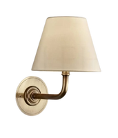 Lampe murale géométrique The METAL WAVE 10422 en laiton antique avec abat-jour en tissu, style vintage, facile à installer et à entretenir, idéale pour l'éclairage de chevet