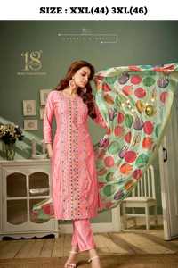นักออกแบบล่าสุดการลําดับงานเย็บปักถักร้อยผ้าไหมเทียม Georgette ทํางาน Kurti ตั้งโดย Fab Zone - Product Image 5