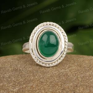 Anillo hecho a mano de diseñador definitivo para mujer, recién llegado, 8x10mm, forma ovalada, ónix verde, multibisel, anillos finos de Plata de Ley 925 - Product Image 2