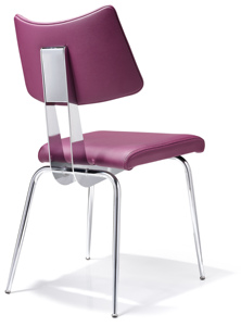Chaise de salle à manger moderne de luxe de couleur rose avec base en métal - Product Image 2
