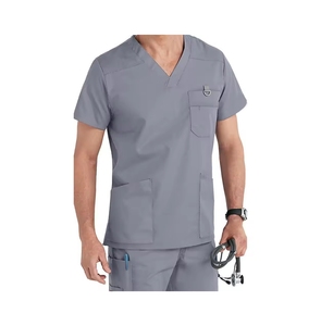 New Arrival KATBROS INDUSTRY Custom Made Men's Medical <b>Scrub</b> <b>Tops</b> Summer V-Neck Casual Short Sleeve Cotton Polyester Spandex - Product Image 2
