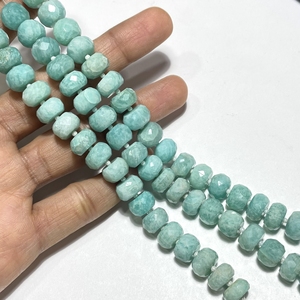 Perles en forme de rondelle à facettes en amazonite 10-10.5MM perles de pierres précieuses vertes pour la fabrication de bijoux - Product Image 2