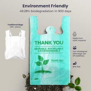 Oxo+pla Biodegradable T-Shirt Cheap <b>Degradable</b> <b>Plastic</b> Food Packaging Grocery Shopping Bag Supermarket Use - Product Image 2