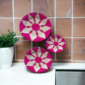 Cheap Price Unique <b>Rounded</b> Handcrafted Sabai Grass Woven Bamboo <b>Baskets</b> for Living Room Hanging Wall Decor Art Gallery - Product Image 5