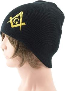 Black Masonic Winter Beanie Warm Knit Free Mason <b>Hat</b> Ski Cap Freemason Gift Fit type Stretch - Product Image 4