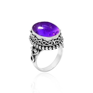 Classique meilleur Design fait à la main ovale coupe améthyste pierres précieuses Cabochon bague de fiançailles en argent Sterling 925 bijoux de mode - Product Image 1