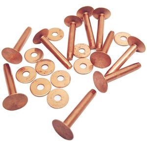 # 9 rivets à tête plate en cuivre massif et burin à cuir - Product Image 1