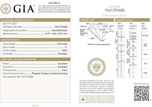 ผ่านการรับรองจาก Gia 0.93กะรัตเพชรธรรมชาติทรงหลวม100% ใสมี VVS1รูปทรงกลม - Product Image 2