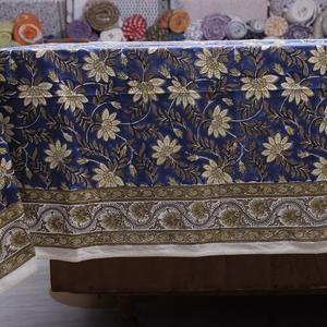 Mantel de algodón orgánico con exquisito bloque de mano impreso diseño Floral adecuado para decoración de mesa de comedor fina al por mayor - Product Image 3