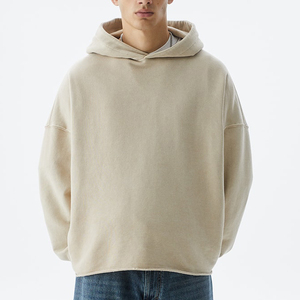 Diseño personalizado Hombres Sudadera con capucha Puff Impresión logo Oversized Streetwear gota hombro Pullover vintage recortada Sudadera con capucha hombres - Product Image 1