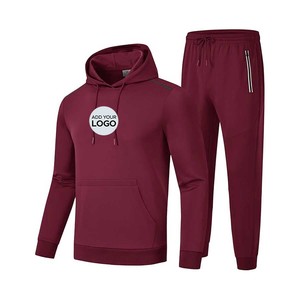 Conjuntos atléticos de 2 piezas de color sólido para hombre Chándales con capucha y cremallera de manga larga para hombre - Product Image 1