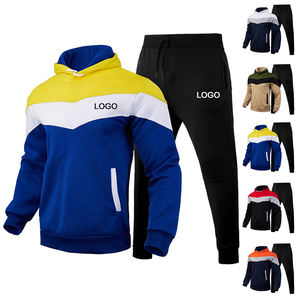 ชุดสูทแบบมีฮู้ดสำหรับผู้ชายสไตล์ฤดูใบไม้ผลิกางเกงวอร์มแบบมีฮู๊ดสำหรับใส่วิ่งจ็อกกิ้งสีดำพิมพ์ลายโลโก้ออกแบบได้ตามต้องการ - Product Image 1