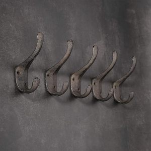 Antique Black Heavy-Duty Double <b>Hooks</b> <b>Wall</b>-Mounted Coat <b>Hooks</b> Vintage Inspired Decorative Cast Iron <b>for</b> Clothing - Product Image 3