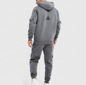 Sweat à capuche et pantalon de survêtement pour hommes 100% coton avec poches cargo Style simple et uni pour le jogging d'hiver grande taille - Product Image 5