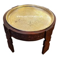 Dernière conception de table marocaine d'appoint de salon couleur marron foncé pieds en bois de bambou Table basse unique vintage faite à la main à vendre