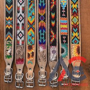 Collar de perro acolchado con cuentas de cuero mecanizado a mano personalizado al por mayor collares de lujo para mascotas de gato de cuero de vaca genuino personalizados - Product Image 1