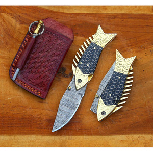 Cuchillo Plegable para Pescado de Acero de Damasco de Alta Calidad con Mango de Hueso de Camello Cómodo, el Mejor Diseño para un Agarre Fuerte, Personalizable OEM - Product Image 2