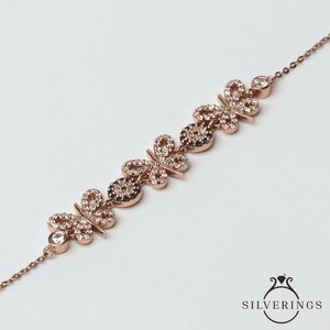 Silverings Pulsera de Plata de Ley 925 con Dijes de Mariposa y Circonita de la Suerte - Product Image 3