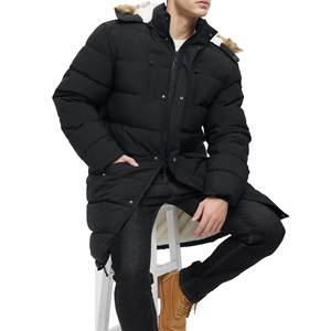 Veste bouffante à capuche patchable à col montant Veste décontractée à capuche brillante pour l'hiver Veste bouffante personnalisée pour hommes - Product Image 1