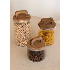 Acacia Handle 350ml Glass <b>Jar</b> for <b>Airtight</b> Storage for Kitchen & Home Use - Product Image 2