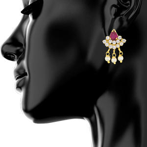 Ensemble de collier de perles de créateur en pierre en forme de goutte rose et blanche de mariée traditionnelle indienne pour mariage - Product Image 2