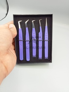 Pince à épiler extension de cils impression coeur logo personnalisé pointe fibre pointue botte 90/65/75 degrés acier inoxydable haute durabilité - Product Image 2