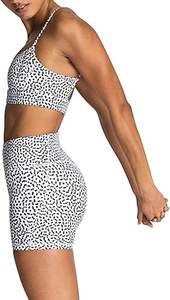 Women <b>white</b> yoga <b>set</b> stylish bra top with seamless shorts activewear two piece workout clothing <b>gym</b> suit - Product Image 4