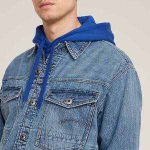 Veste en jean bleu foncé hommes fermeture à glissière col montant vêtements d'extérieur élégant Streetwear inspiré respirant sans couture décontracté avant - Product Image 3