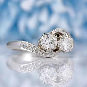 Banda abierta corte redondo Original Moissanite diamante 925 Plata compromiso anillo de bodas chapado en oro propuesta para novia - Product Image 3