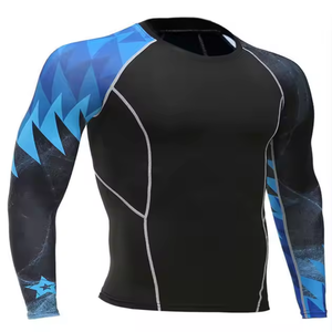 Rashguard MMA rushguard พร้อมโลโก้พิมพ์ซับลิเมชันแขนยาวเรียบ - Product Image 6