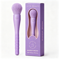 Pinceau de maquillage pour fond de teint à marque privée, manche en silicone, poils synthétiques doux, facile à nettoyer, outil cosmétique