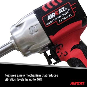 Llave de impacto neumática Vibrotherm de doble martillo de 1/2 pulgada con 1,300 lb-pie de torque y yunque extendido de 2 pulgadas, personalizable OEM - Product Image 6