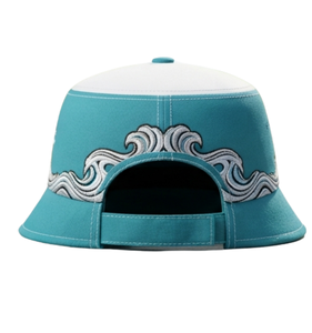 Custom Low MOQ Embroidered Denim Camouflage Striped <b>Bucket</b> <b>Hat</b> White Teal Brim Unisex Casual Beach Cap Spring Summer 6-Panel - Product Image 4