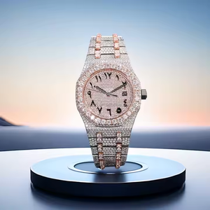 Reloj de Cuarzo de Acero Inoxidable Atemporal con Diamantes Moissanite para Hombre, con Piedras Brillantes VVS, Estilo de Lujo - Product Image 5