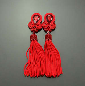 Gland de couleur rouge sur mesure avec perles, soyeux et coloré, de haute qualité, gland à franges sur mesure fabriqué au Pakistan - Product Image 3