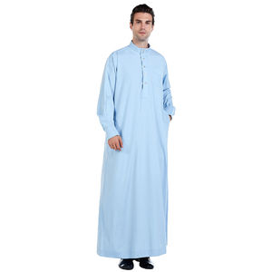Robe à col montant vêtements islamiques arabe JUBBAH confortable Abaya manches longues Thobe hommes musulmans Robe Thobe / Thawb - Product Image 4