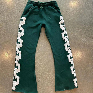 Custom Fleece Joggers Cintura Cordón Sun Faded Puff Print Pantalones de chándal Lavado ácido French Terry Baggy Pantalones de chándal Hombres - Product Image 5