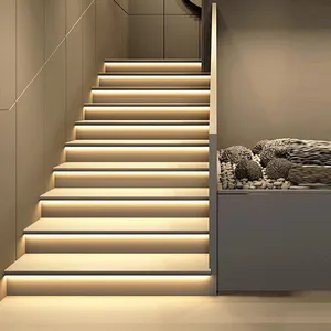 Kit de luces LED para escaleras, Sensor de movimiento inteligente, color blanco cálido, 3000K, aluminio, 3W, 12v, rgb