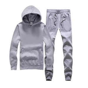 Sudaderas con capucha con cremallera y logotipo bordado para hombre, chándales de algodón de gran tamaño de 2 piezas, conjuntos para unisex - Product Image 1