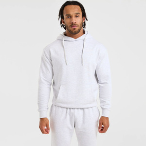 Sudaderas con capucha y pantalones de chándal para hombre con logotipo personalizado básico gris de alta calidad, mezcla de algodón, sudaderas con capucha para entrenamiento de gimnasia para hombre - Product Image 1
