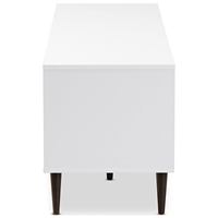 Meuble TV sur pied en bois massif, style Mid-Century moderne, de luxe, réglable, à 6 étagères, pour téléviseurs de 60 à 64 pouces, idéal pour les espaces de séjour et d'entrée – Vente Flash