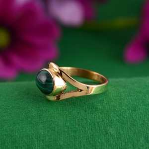Boho Malachite Brass <b>Wave</b> <b>Ring</b> 18k Gold Plated Vintage Geometric Wholesale <b>Ring</b> For Women - Product Image 3